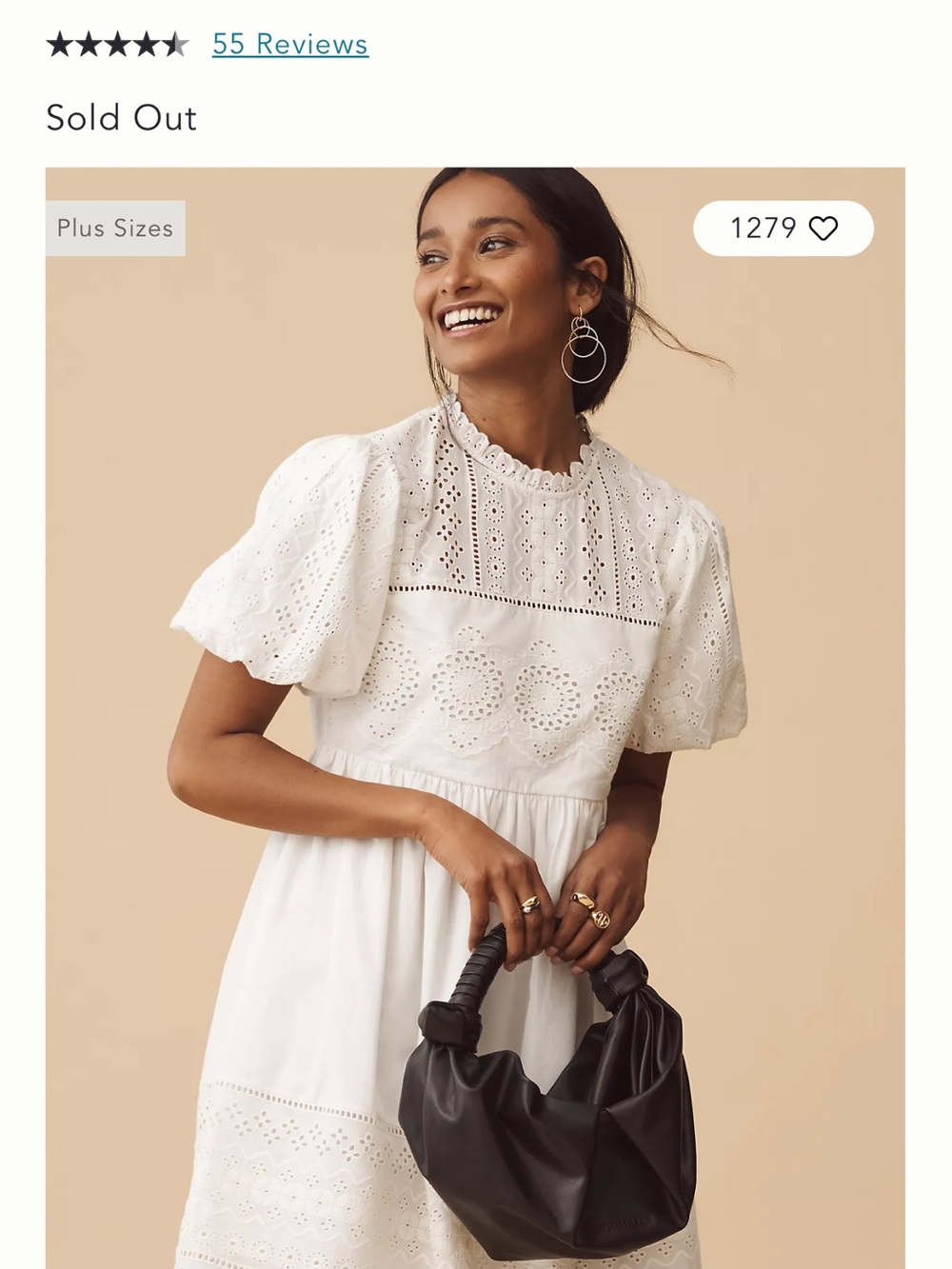 Forever that Girl White Eyelet Puff-Sleeve Baby Doll Dress by Anthropologie Size